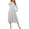 thumbnail image 2 of Women Zipper Robe Long Sleeve Loungewear Lightweight Housecoat Full Length Nightgown, 2 of 6