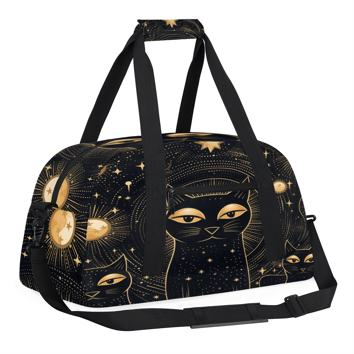 Herdesigns Black Cat Sports Duffle Bag for Women & Men, Gym Bag Dance Bag Overnight Bag Carry On Weekender Travel Bag