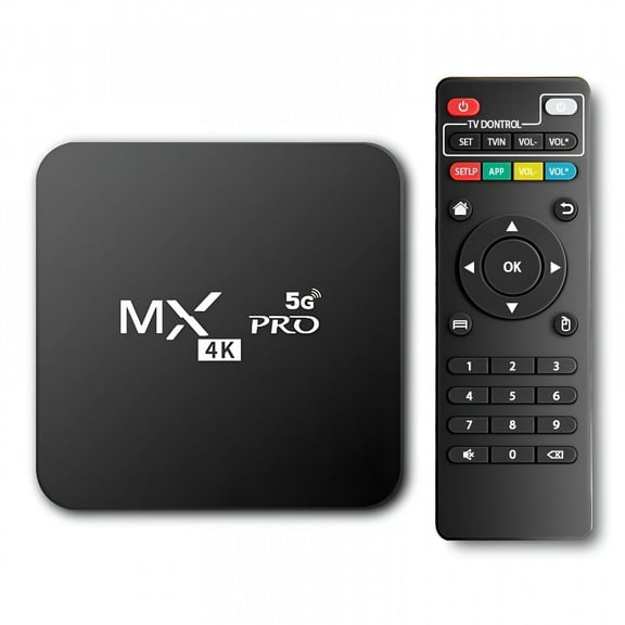 GJX 4GB 32GB Android TV Box, 4K HD TV Box with Infrared Remote Control