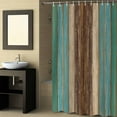 thumbnail image 2 of Fabric Shower Curtain, Green and Brown Striped Geometric Retro Wood Grain Bathroom Curtain with 12 Hooks Waterproof No Bad Odor Machine Washable Bath Curtains for Bathroom, Spa Room, 72"x78", 2 of 6