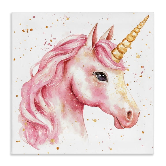 Stupell Industries Contemporary Pink Unicorn with Paint Splatter Canvas Art, 17 x 17, by Creative Studio