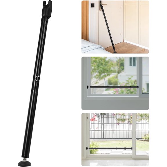 2-in-1 Sliding Door Security Bar, Upgrade Doors Stoppers Security, Heavy-Duty Door Jammer Doors Stopper for Sliding Window, Adjustable Door Jammer for Home, Apartment, and Hotel, Black, 1 Pack