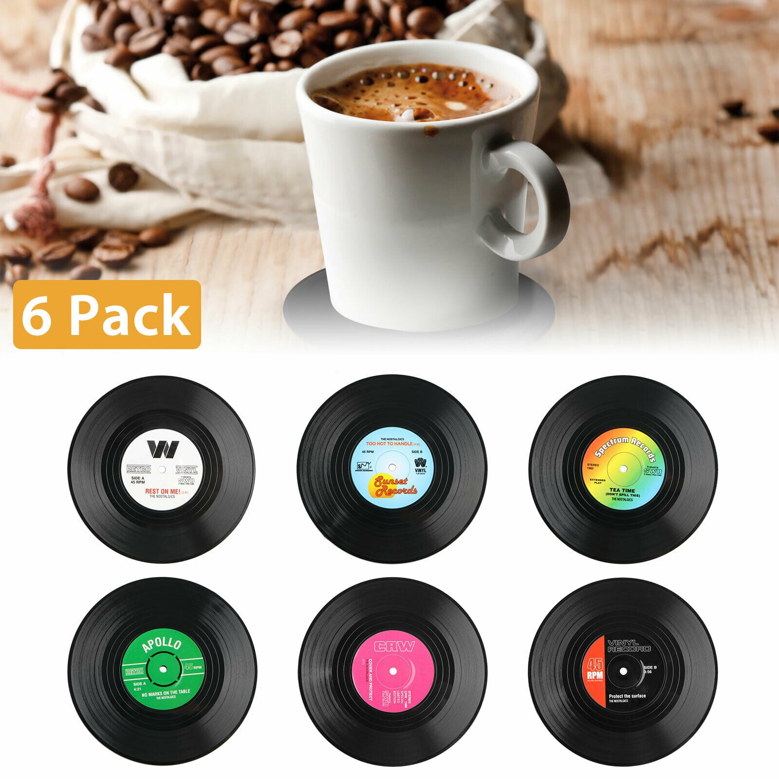 2 Pack Round Drink Coasters Non-Slip Rubber Cup Pad Mat Beverage Mug Coaster 