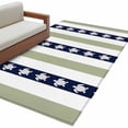 thumbnail image 2 of Sea Turtle Green Stripes Washable Area Rugs 2.7'x5', Black White Green Stripe Decor Low Pile Throw Living Room Rug Non-Slip Sturdy Edge Binding Carpet for Indoor Entryway Bedside Kitchen, 2 of 9