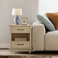 thumbnail image 2 of Beige Bedside Table with 2 Drawers, Small End Table with Charging Station, Wooden Nightstand for Bedroom, Living Room, 2 of 6
