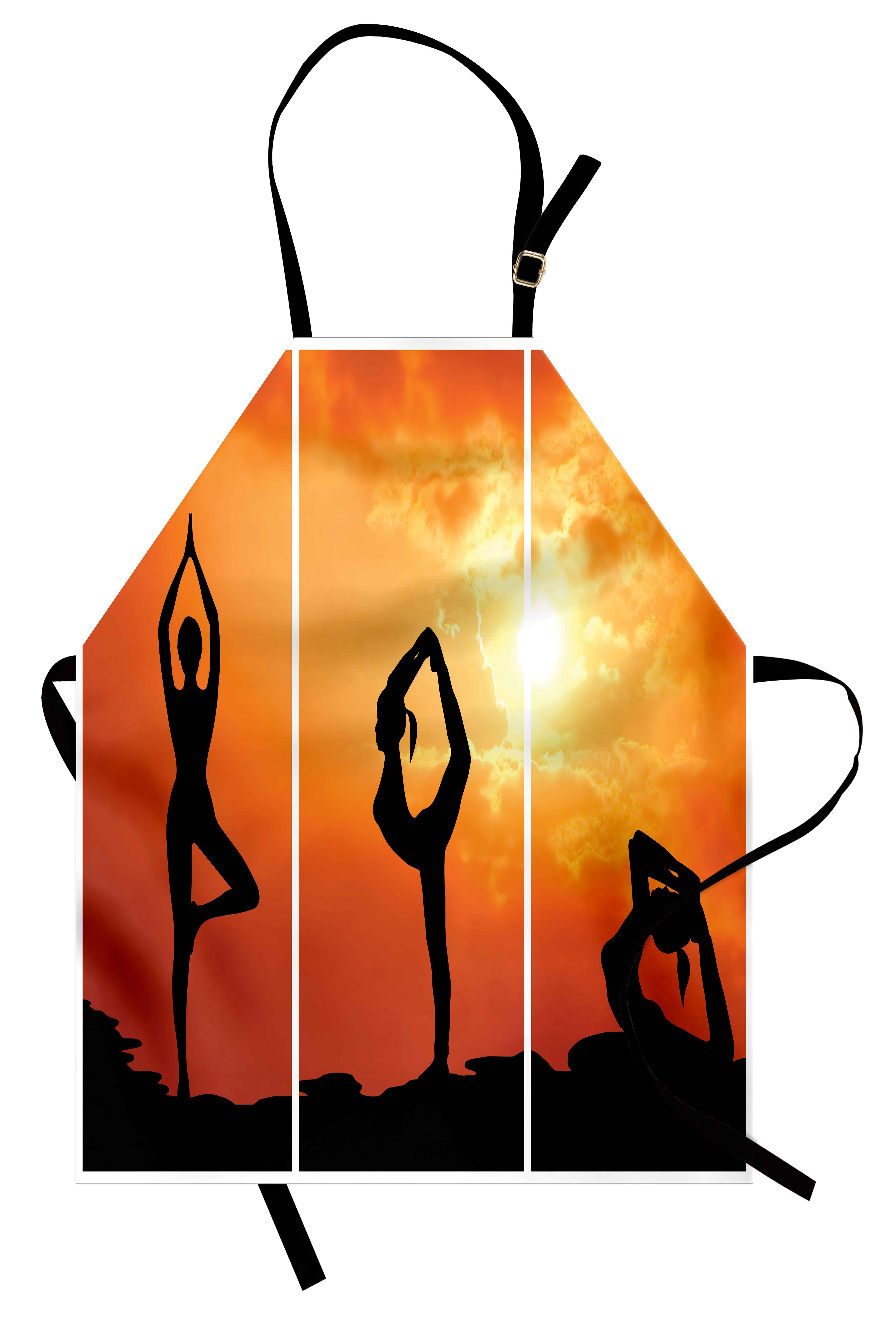 Yoga Apron Collection of Healthy Woman Practice Yoga at Sunset Outdoors Body Stretching, Unisex Kitchen Bib Apron with... by 3decor llc