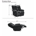 thumbnail image 4 of QuzyAor Manual Rocker Recliner Chair, Nubby Fabric Overstuffed with Plush Armrests, for Living Room Office, Gray, 4 of 10