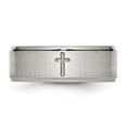 thumbnail image 3 of Chisel Stainless Steel Brushed and Polished Cross 8mm Ridged Edge Band SR109, 3 of 8