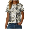 thumbnail image 7 of larppty Women Camo Shirt Top Y2K Maple Leaf Graphic Tee Short Sleeve Loose Fit Round Neck T Shirt Streetwear (Light Gray, XXL), 7 of 7