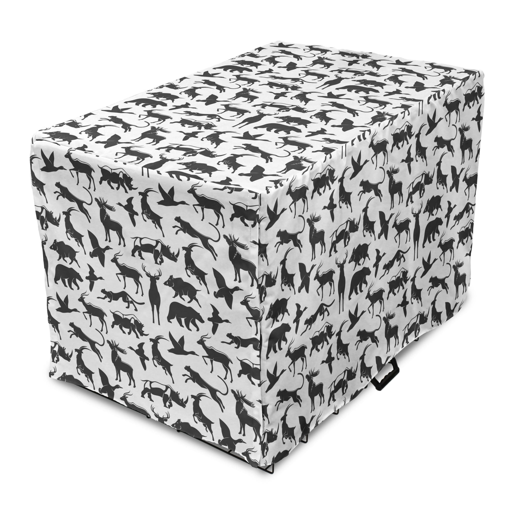 Deer Hunting Dog Crate Cover, Monotone Forest Animals Pig Wild Boar