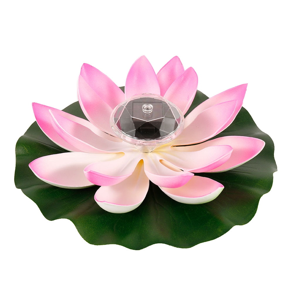 New Solar Powered LED Lotus-Flower Light Floating Fountain Pond Garden Pool Lamp 
