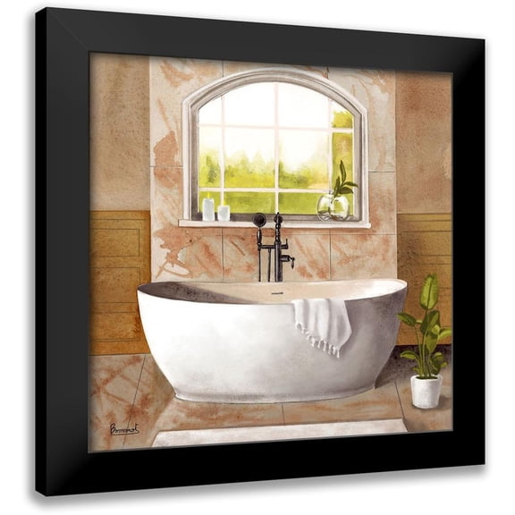 Bannarot 12x12 Black Modern Framed Museum Art Print Titled - Marble Bath I
