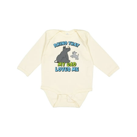 

Inktastic Rhino That My Dad Loves Me with Cute Rhinos Gift Baby Boy or Baby Girl Long Sleeve Bodysuit
