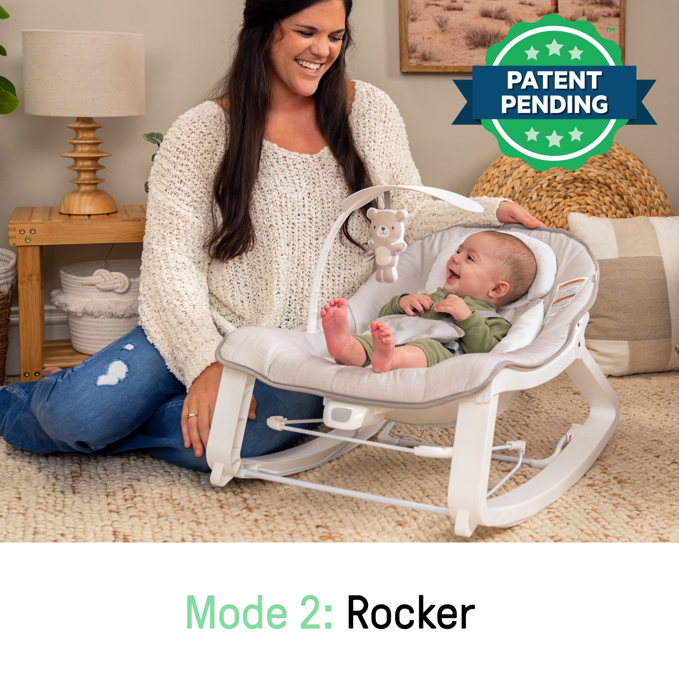 Ingenuity Keep Cozy 3-in-1 Vibrating Infant & Toddler Baby Bouncer and Rocker Chair - Linden