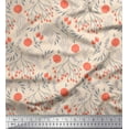 thumbnail image 1 of Soimoi White Modal Satin Fabric Branch & Red Berries Fruits Decor Fabric Printed Yard 42 Inch Wide, 1 of 3
