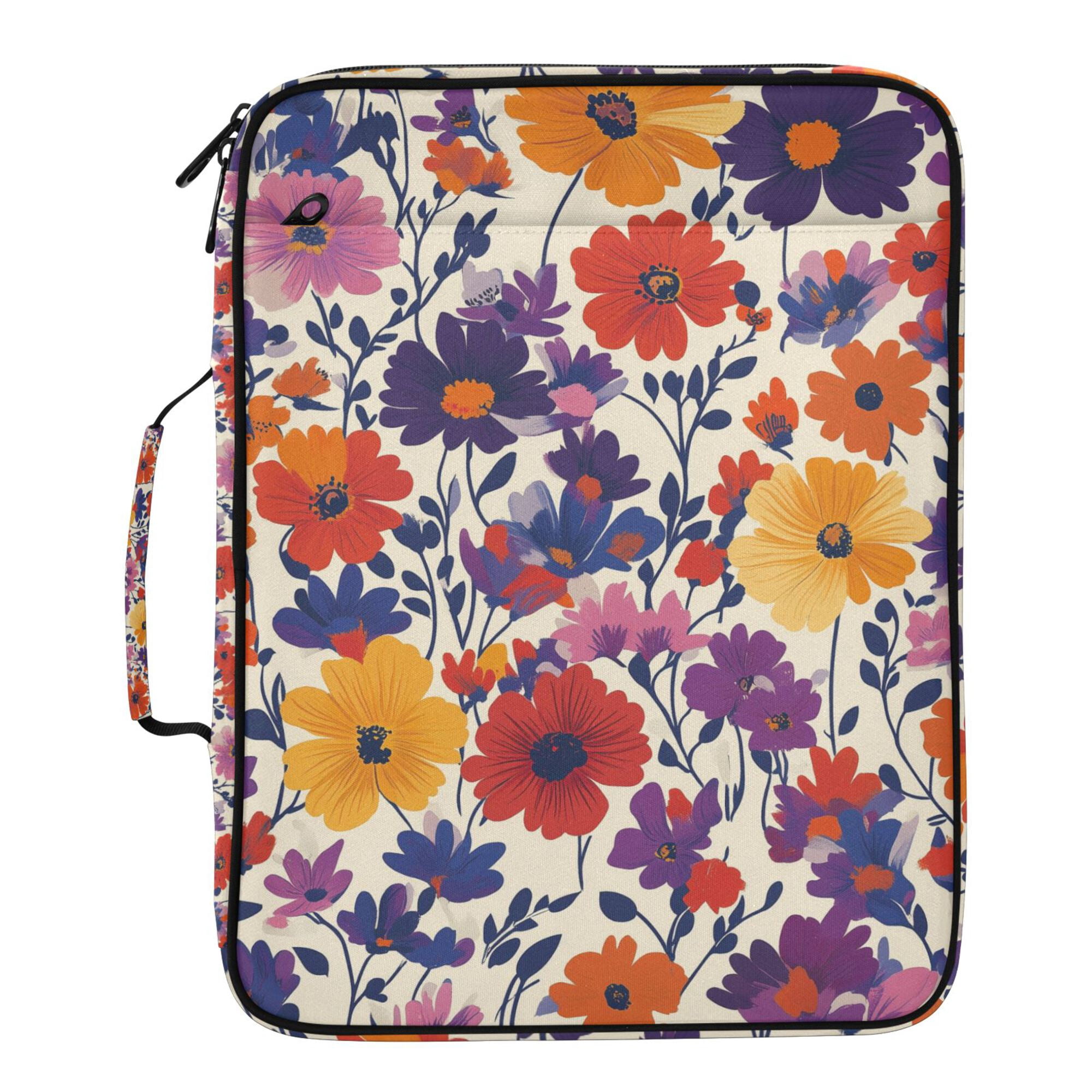 FORMRS Accordion File Folder A4 Size 7-Pocket Expanding Document Organizer Bag with 3 Ring Binder, Colorful Flowers Pattern