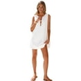 thumbnail image 4 of Womens Ruched Mini Dresses Tie Front Layered Dresses White XL, 4 of 9