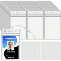 WuPing 60 Pcs ID Card Holders with PVC Transparent Lanyard, Card Holder, Work ID Card Sleeve