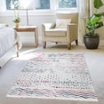 thumbnail image 2 of Ottomanson Machine Washable Cotton 4x6 Flatweave Area Rug for Living Room, 4' x 6', Off White/Multicolor Moroccan/Boho, 2 of 4