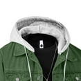 thumbnail image 6 of QSAWXQZ Men's Removable Hooded Denim Jacket Long Sleeve Button Down Cardigan Trucker Coat with Pockets Olive Green L, 6 of 6