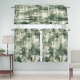 thumbnail image 5 of Dark Green Curtain Valances Set Modern Abstract Gradient Green Geometric Texture Kitchen Curtains 24&nbsp;inch Length Rod Pocket Valance and Tiers 3 Piece Set Small Bedroom Bathroom Laundry Decor, 5 of 9
