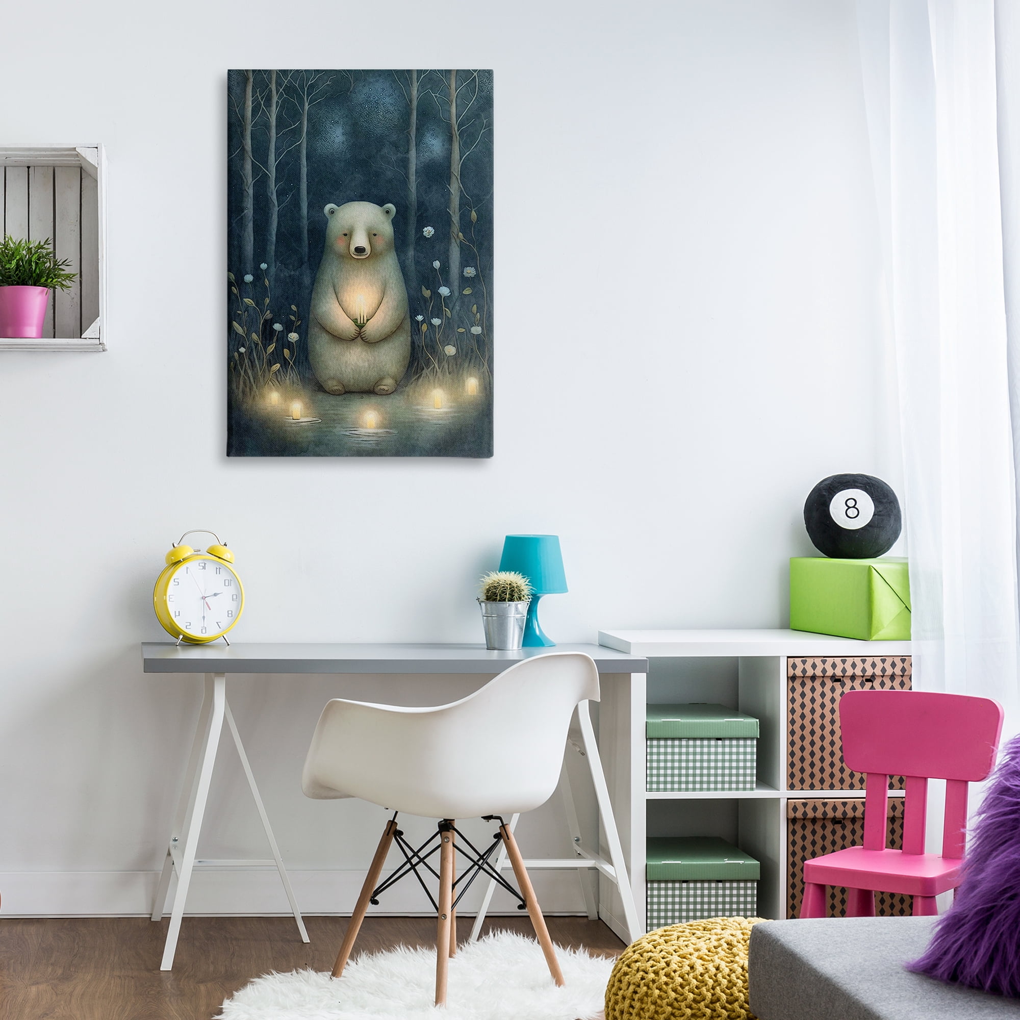 Stupell Industries Mystic Polar Bear Landscape Painting Gallery Wrapped Canvas Art Print Wall Art, 24 x 36