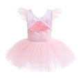 thumbnail image 6 of LYHaoo Toddler Girls Fly Sleeve Sequin Tulle Ruffles Ballerina Dress Princess Dress Dance Party Dresses Clothes,Girls Basic Dresses Sizes 5-6 Years Pink, 6 of 7