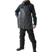 Yamazen Agricultural Rainwear with Apron Breathable Stretch (Removable Apron) (Double Sleeves with Zipper) (Anti-Slip Shoulder) L Size Navy AGJ-2000L