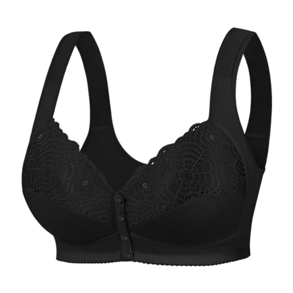 Jamsmile Daisy Bras For Older Women Front Closure Fixed Cup Front Buckle Bras Wireless Full Coverage Comfortable Sleep Bras