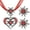 Red, variant on Heart Shape Edelweiss Necklace Crystal Dangle Earrings for Women Clavicle Chain Jewelry Set Oktoberfest Choker