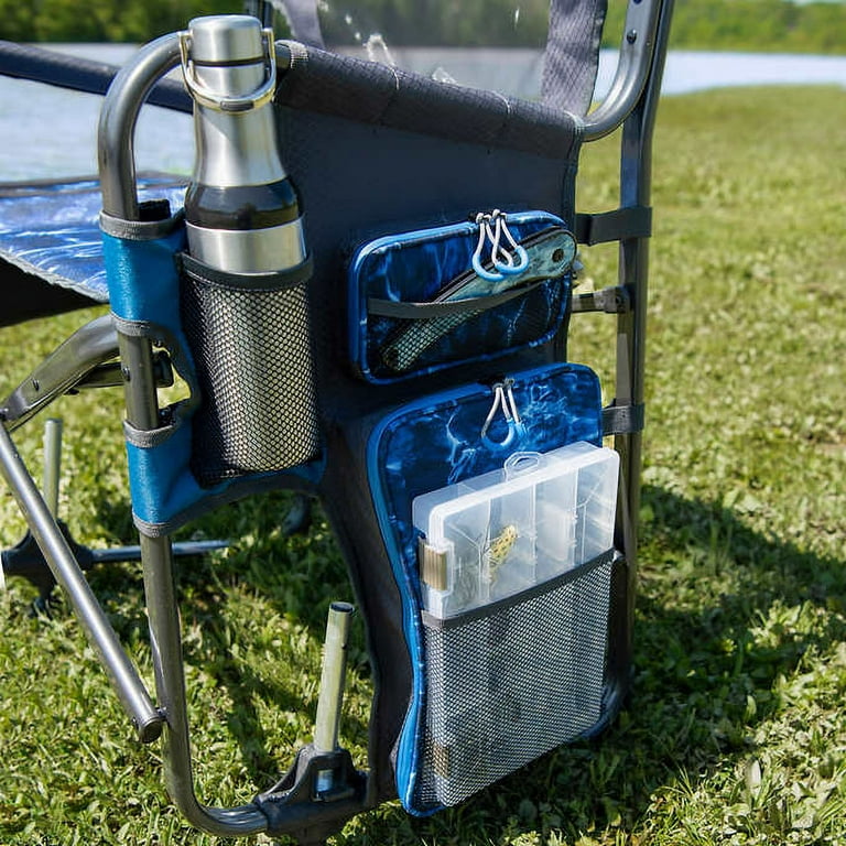 Timber Ridge Fishing Director’s Chair, Blue - Adjustable Legs and Storage  Pocket