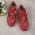 thumbnail image 6 of WZX Ballets Flats for Women Dressy Comfortable Soft Knit Work Flats Glitter Rhinestone Round Toe Casual Shoes Red Size 6.5, 6 of 8