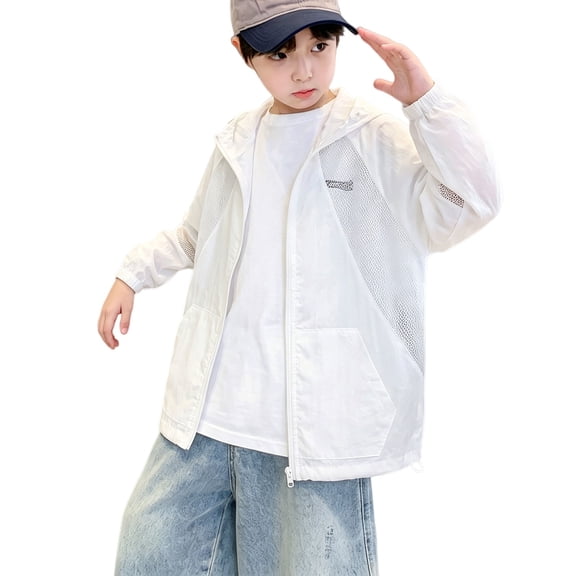 Boys Girls Lightweight Rain Jacket Coat Kids School Sports Hiking Travel Windbreaker Waterproof Windproof Hooded Raincoat