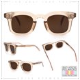 thumbnail image 2 of SA106 Retro TAC Polarized Thick Bevel Rectangle Horn Rim Hipster UV400 Sunglasses / Peach Frame - Brown Lens, 2 of 7