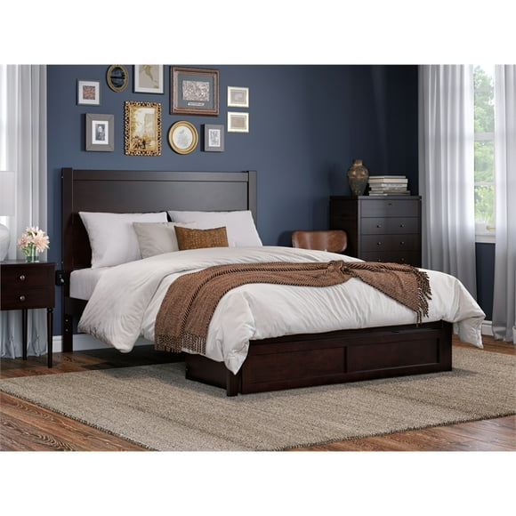 AFI NoHo Queen Solid Wood Bed with Foot Drawer, Espresso, Queen