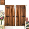 thumbnail image 3 of Rustic Wooden Curtains - Vintage Barn Door Farmhouse Cottage Pattern Decorative Curtains for Country Living Room - 42x54 Inches, 3 of 6