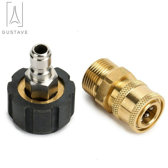 Gustave Pressure Washer Adapter Set, Brass Quick Connect Kit Gun to Wand, M22 14mm to 1/4 inch, 5000PSI