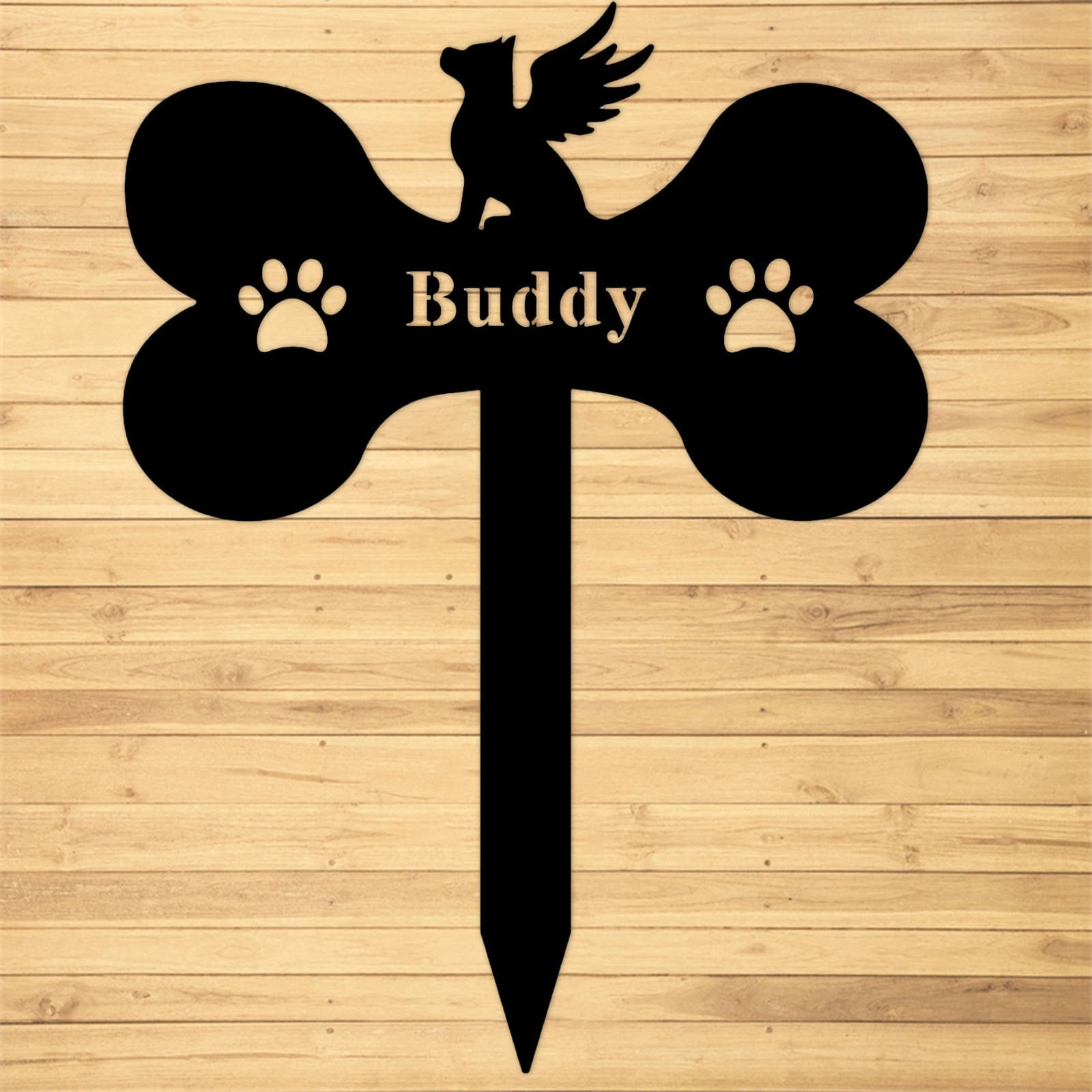 UNLLLL Personalized Metal Pet Dog Grave Markers, Dog Tombstone Garden Memorial Stake, Pet Loss Stake Memorial Plaques, for Garden Yard, to Commemorate Pet Dog (Black)