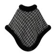 thumbnail image 2 of Fewfanhot Faux Fur Trim Tweed Poncho Cape Elegant Warm Pullover Wrap Shrug for Women Fall Winter, 2 of 9