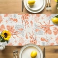 thumbnail image 4 of Burlap Table Runner 36 Inches Long, Coastal Orange Starfish Shell Non-Slip Kitchen Table Runners for Dining Room Everyday Use Party Table Decorations Vintage Seahorse Coral, 4 of 9