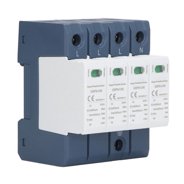 40 KA 4P SPD Surge Protector, Industrial DIN Rail Installation, 275 V AC