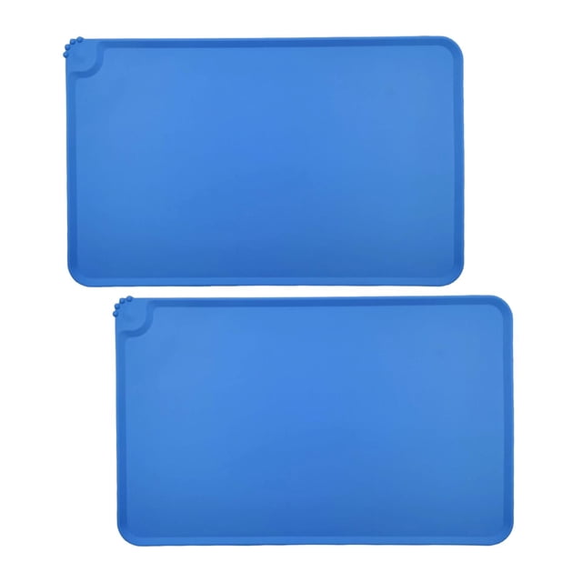 Tapete de silicona para comida de perros con bordes elevados, antideslizante, para gatos espesar azul