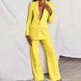 thumbnail image 3 of Women's 2023 Fall Two Piece Outfits Blazer Jacket and Wide Leg Pants Pockets Business Casual Office  Suit Sets, 3 of 11