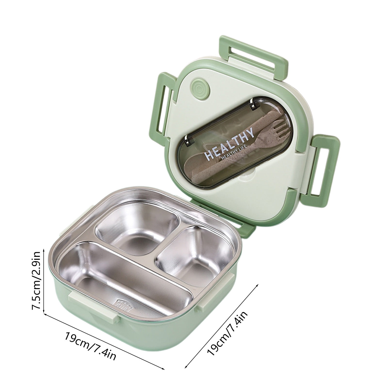 Roiihwy Three-Piece Set, Lunch Bento Box Included Dinnerwares, Compartment Snack Salad Food Prep Pack Container, Lunch Containers with Lid for Classroom Office Picnic, Green