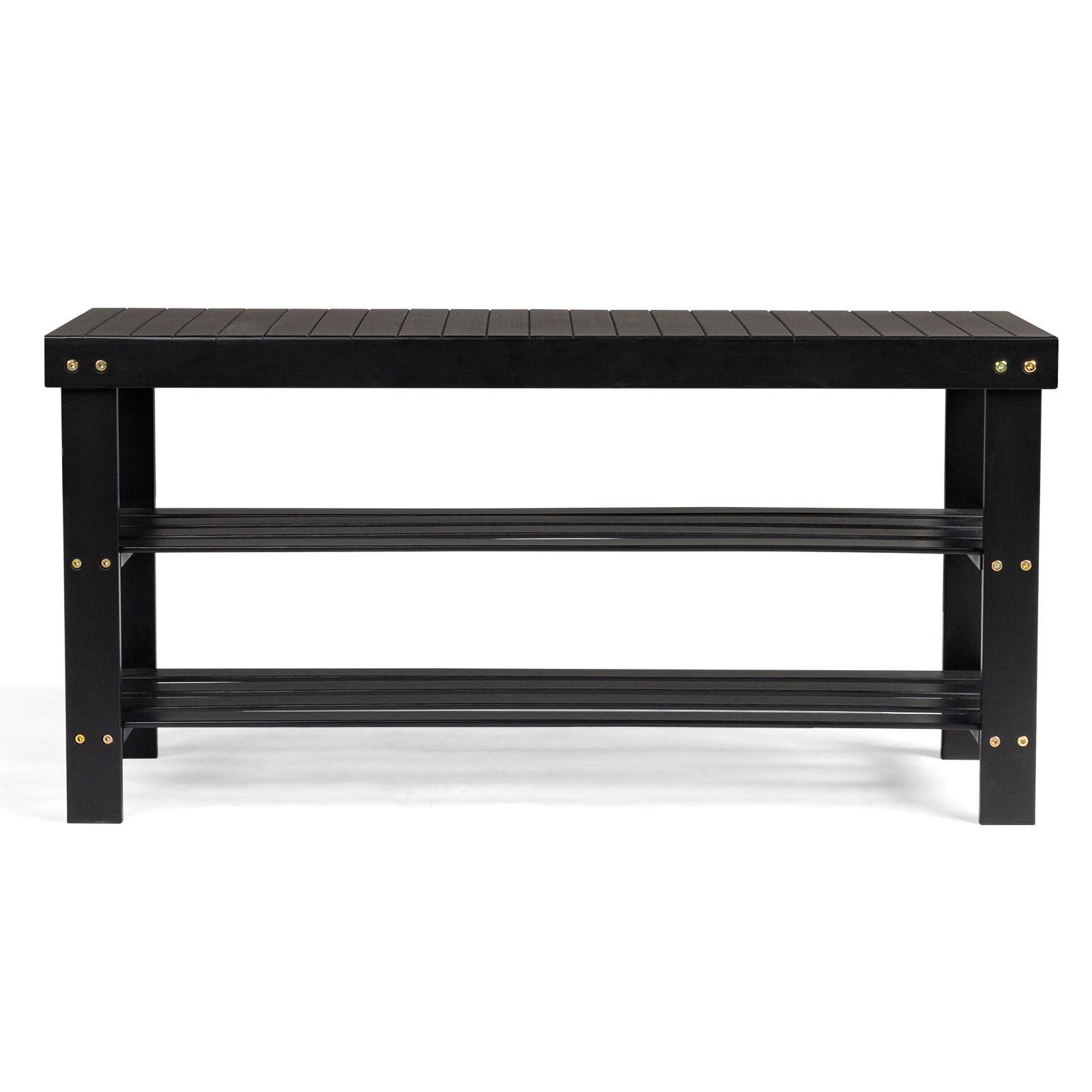 Zimtown 3-Tier Bamboo Shoe Rack Bench, Black photo 3