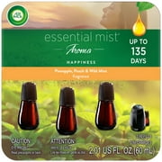 Air Wick Essential Mist Refill, 3 ct, Happiness, Essential Oils Diffuser, Air Freshener, Aromatherapy