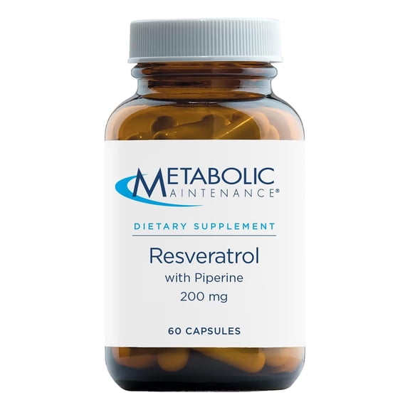 Metabolic Maintenance Resveratrol with Piperine - Trans Resveratrol Supplement Capsules for Antioxidant Cardiovascular Support, No Fillers, 200mg Trans-Resveratrol Per Dose - 60 Capsules