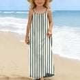 thumbnail image 6 of ITSAME Girls Slip Dress, Loose Fit Striped Print Backless Summer Fashion Casual Dress for Kids Green 13T, 6 of 9
