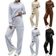 thumbnail image 5 of Fmbrln Womens Sweatsuits 2 Piece Sets Long Sleeve Crew Neck Sweatshirts and Drawstring Elastic Waist Cargo Wide Leg Sweatpants Sets Fashion Casual Athletic Outfits Sets, 5 of 5