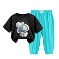 thumbnail image 2 of Summer Clothes For Boys Girls Children's Short Sleeved Shirts Long Pants Set Lightweight Ice Silk Pants 2 Peice Suits, 2 of 7